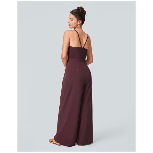 Halara Breezeful Backless Pocket Wide Leg Quick Dry Resort Slip Jumpsuit XL - Picture 11 of 12